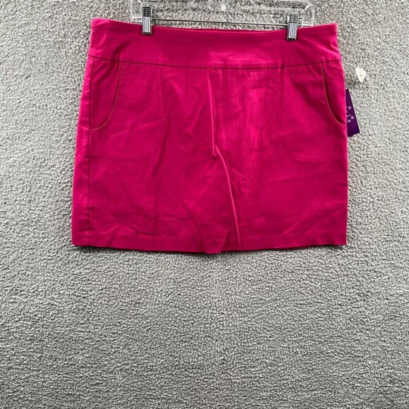 Eight Clovers Womens Straight Skirt 18 Red Sangria Pull On Elastic Waist Pocket - Picture 1 of 11